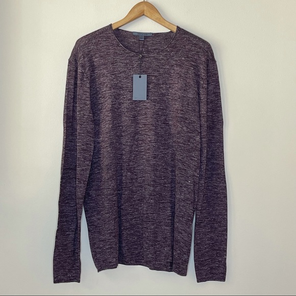 PENDING John Varvatos NWT Wool/Linend Sweater, Men’s L, Oxblood (Heathered Plum) - Picture 9 of 9